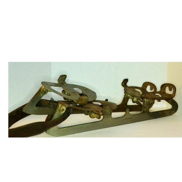 Antique Cast Steel Clamp-On Ice Skates Floral Bell  Victorian Winter Decor - Picture 4 of 6